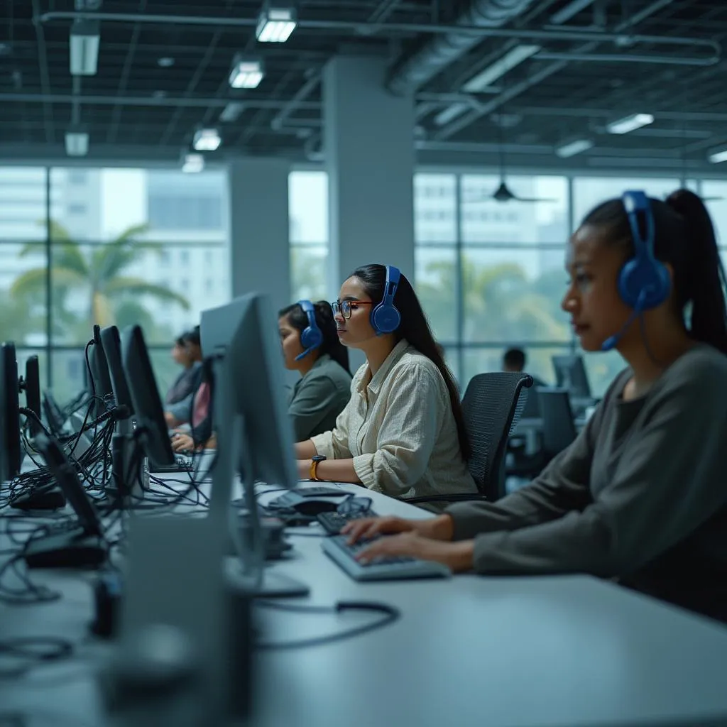 Equipo de atención al cliente en banco panameño